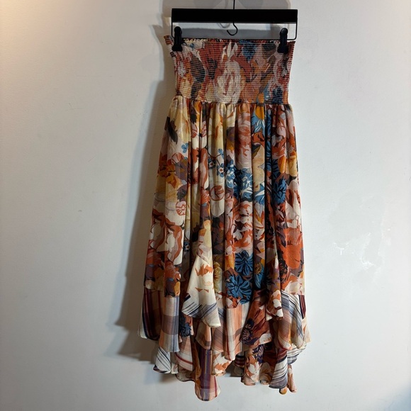 AKEMI + KIN Sz S Floral Smocked Covertible to Skirt Midi Dress Asymmetrical - Picture 2 of 8